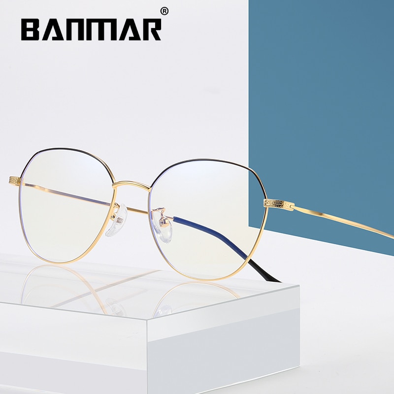 BANMAR-lunettes Anti lumière bleue, lunettes à blocage rondes, en alliage de Protection contre ordinateur, pour femmes et hommes rétro, monture