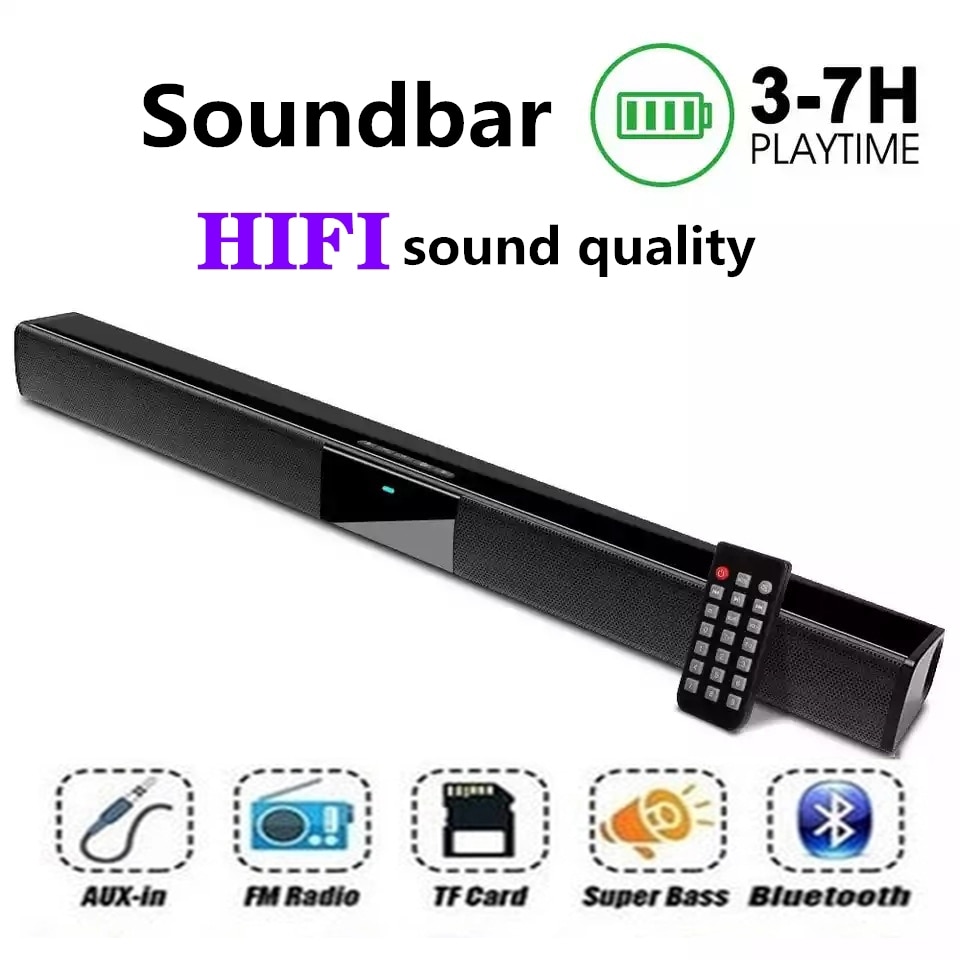 Hjemmekino trådløs bluetooth 4 høyttalere hifi stereo bass lyd bar bærbar subwoofer med fm radio usb til datamaskin tv telefon