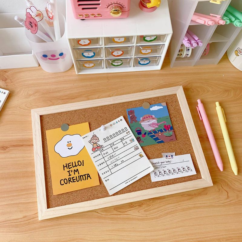 Cork Wood Wall Hanging Message Bulletin Board Frame Notice Note Memo Board for Home Office Shop School