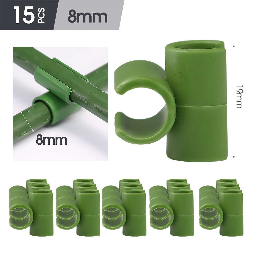 Attache en plastique 8-20mm, 15 pièces, Clip croisé de jardin pour tige de Support de plante, boucle réglable ou fixe, pince de connecteur de piquet de treillis: Argent