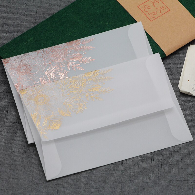 24 unids/lote sobres transparentes color bronce Tornasol sobres de papel para invitaciones de boda sobres para tarjetas