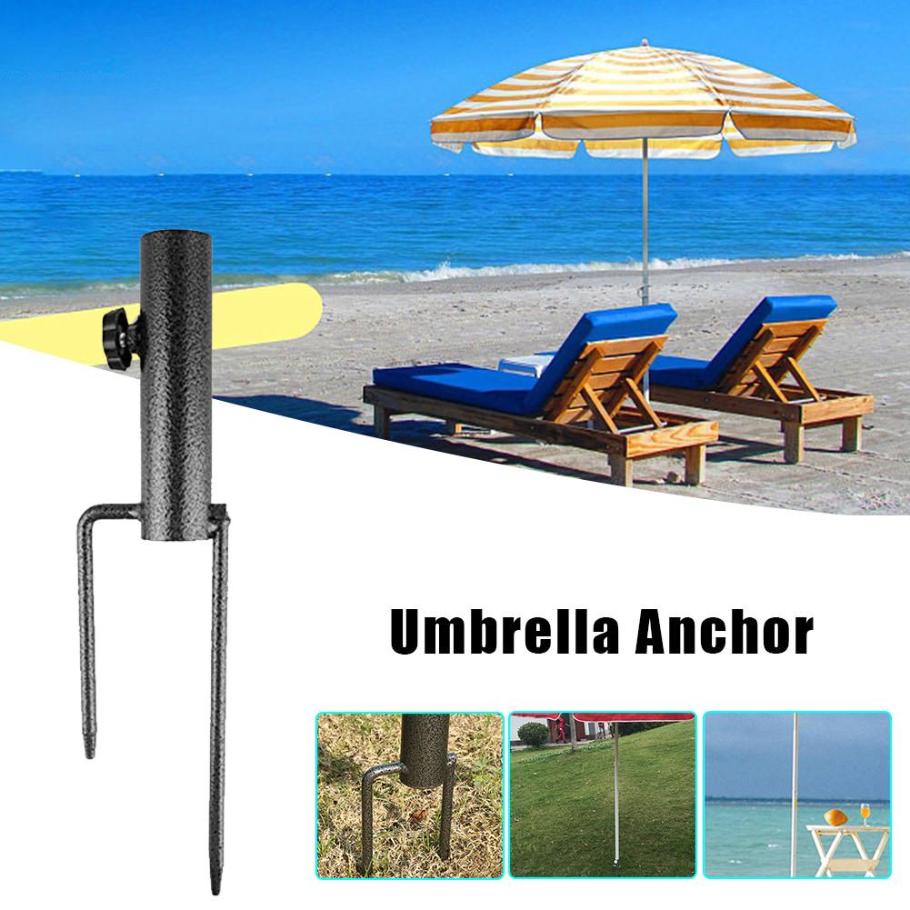 Foldable Heavy Duty Patio Umbrella Base Anchor - Adjustable Iron Holder For Beach, Garden & Outdoor Shades