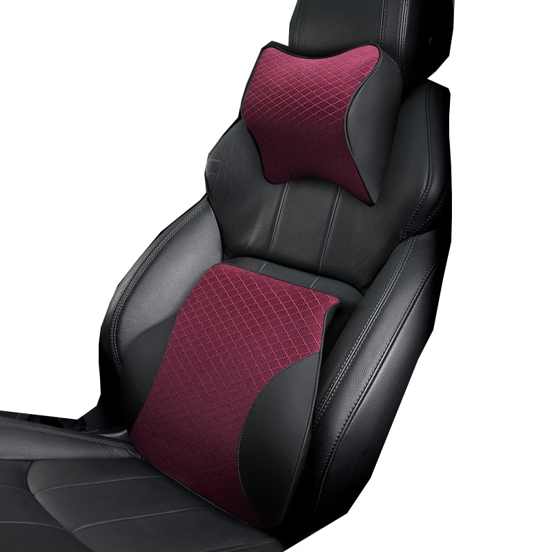 Auto Kissen Auto Auto Sitz Zurück Lenden Unterstützung und Hals Kissen Bausatz Auto Kopfstütze Zurück Kissen Schaum Baumwolle Schwarz verrotten