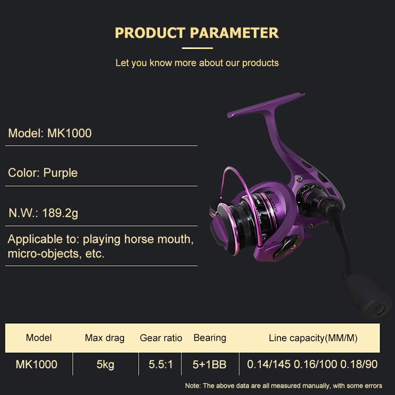 PUMEON Fishing Reel Max Drag 5KG Gear Ratio 5.5:1 5+1BB Lightweight Metal Spool Spinning Reel Saltwater Left/Right Hand Wheels