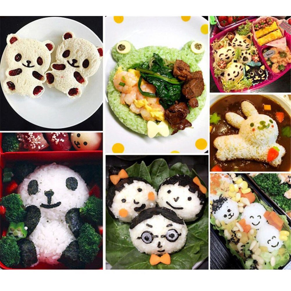 Cartoon Rice Ball Molds DIY Smiling Face Shape Sushi Maker Mould Seaweed Cutter Rice Ball Kitchen Bento Decoration Accessories