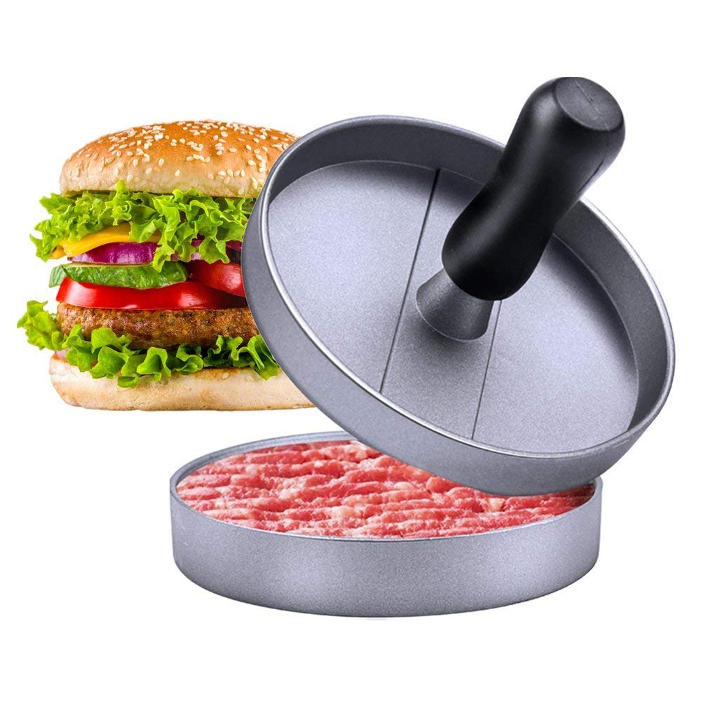 Xyj aluminiumslegering hamburger kødpresser værktøj gør-det-selv koteletter presse pp håndtag kød oksekød grill burger hamburger presser presseværktøj