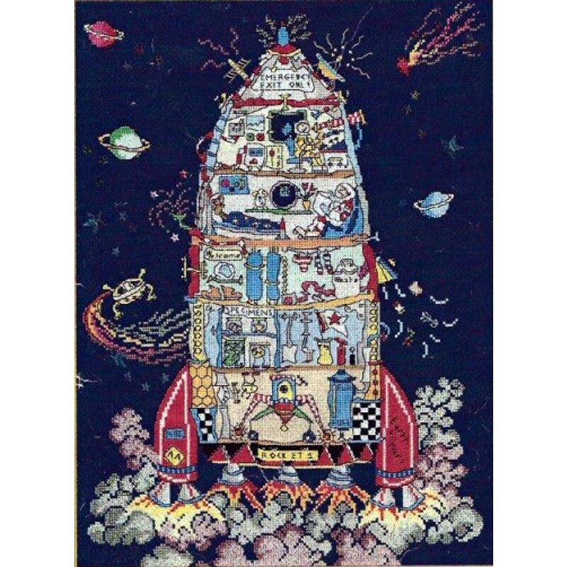 popular counted cross stitch kit rocket ship in the space ET Bothy Threads