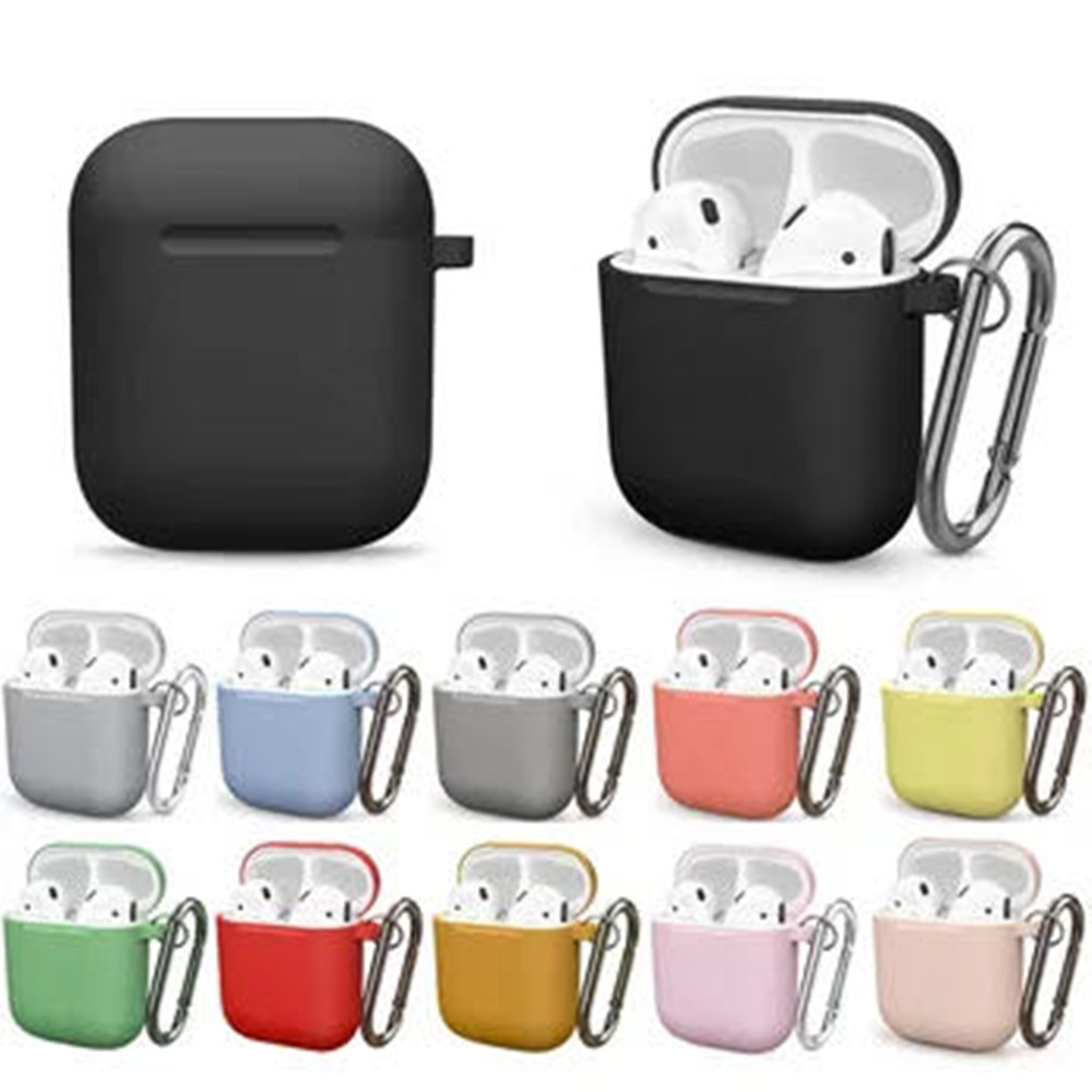 Étuis en Silicone avec couvercle à crochet pour Apple Airpods 1/2, housse de protection antichoc pour écouteurs sans fil pour airpods 2 1, sacs de boîte