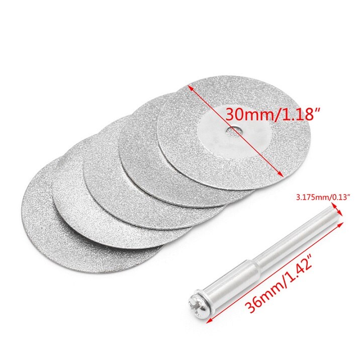 5pcs 50mm Diamonte Cutting Discs Drill Bit Shank For Rotary Tool Blade: 30mm