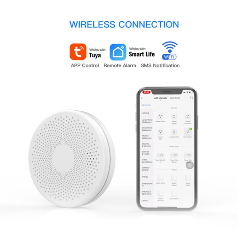 Smoke Detector WiFi Smart Fire Alarm Infrared Photoelectric Sensor Independent Smoke Detector Sensor Home Security System