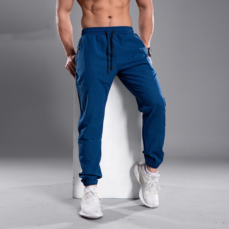 Men Jogging Pants GYM Training Pants Sportswear Sports Pants Men's Running Swearing Jogging Sport Pants With Zipper Pockets 2: 2XL(175-180cm) / blue