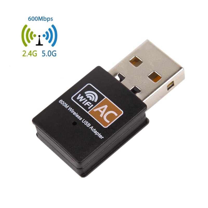 Mini Usb Wifi Adapter 600Mbps Dual Band 2.4Ghz/5Ghz 802.11ac Dongle Draadloze Netwerkkaart Voor Windows macbook Desktop Laptop: Default Title