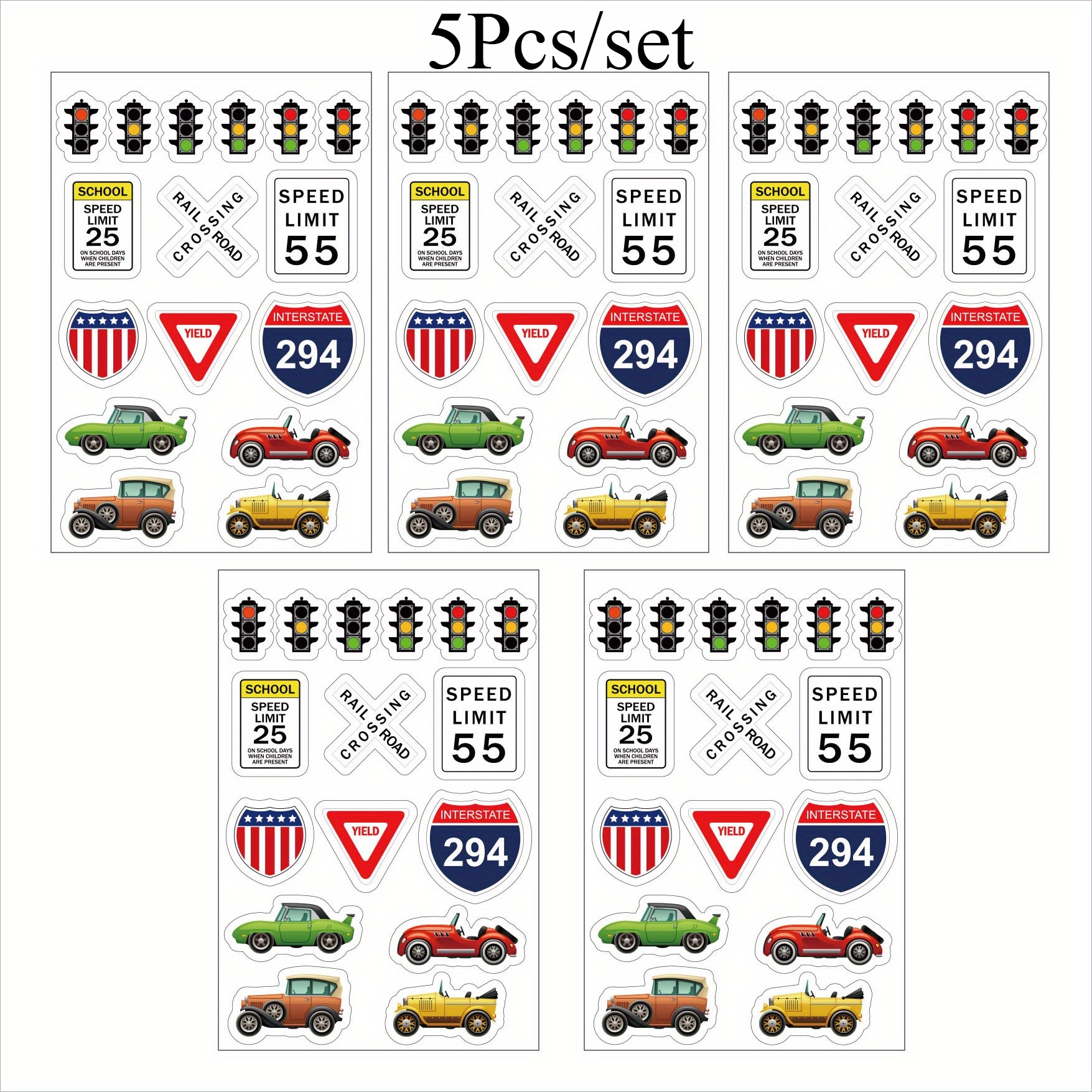 2/4/5Pcs DIY Railway Road Tape Traffic Sticker Adhesive Intelligence Route Mark Safety Education Study Road Signs Tool: light green