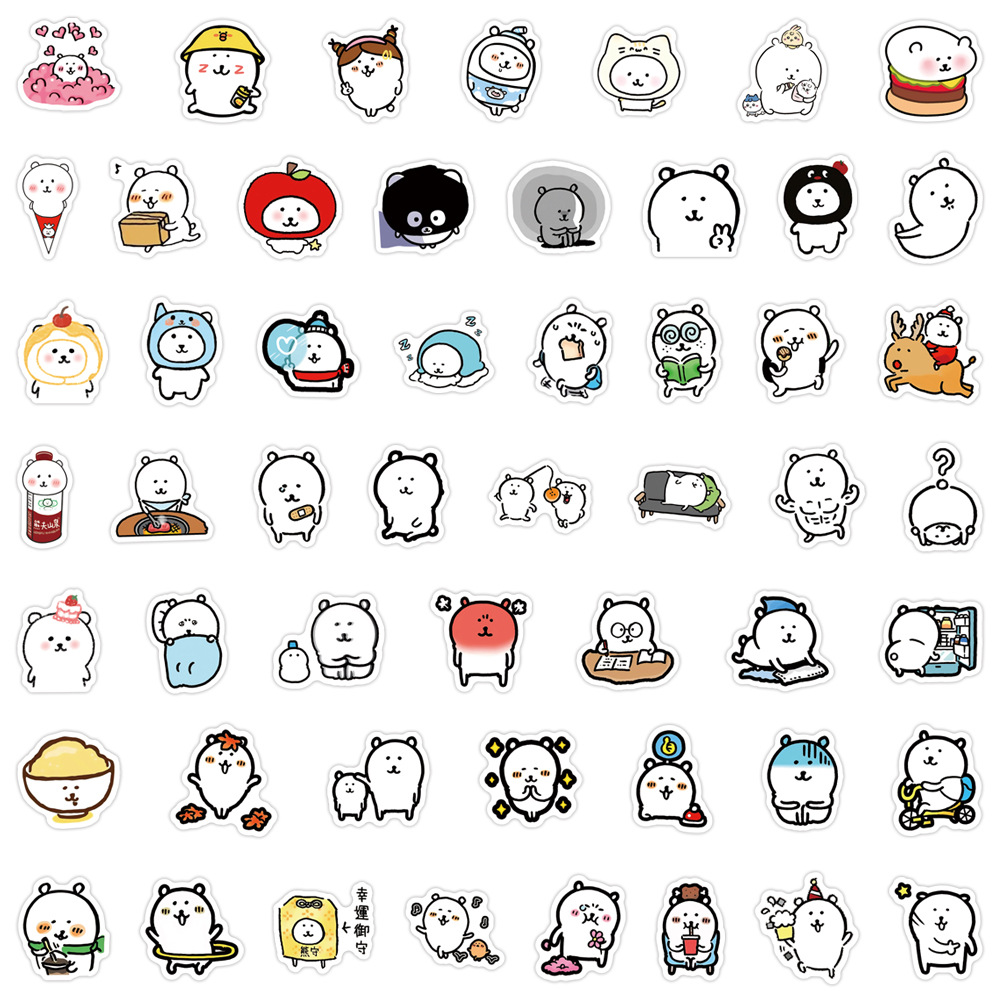 105Pcs Self Deprecating Bear Cartoon Graffiti Sticker Scrapbooking Phone Luggage Skateboard Waterproof Decals