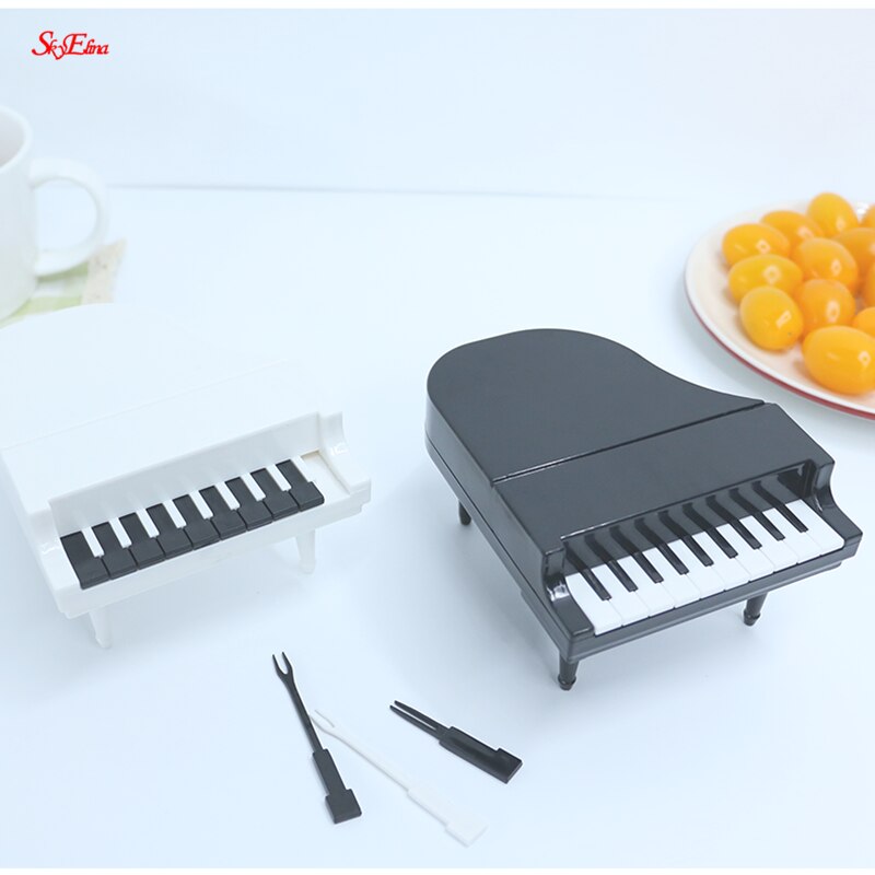 10pcs/set Piano Modeling Fruit Fork Eco-friendly ABS Easy Decoration Kitchen Bar Kids Dessert Forks Tableware 7Z