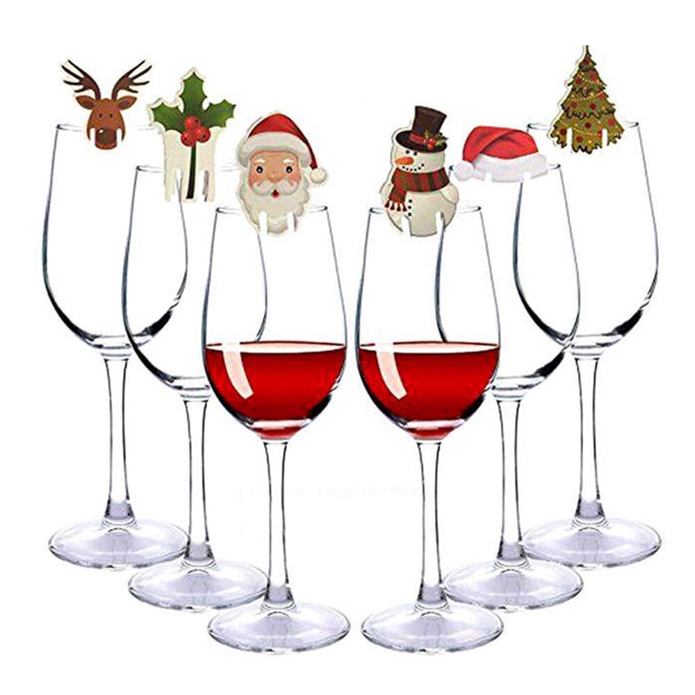 10 Stks/partij Mini Kerstversiering Hoeden Champagne Glas Decor Thuis Party Tafel Ornament Jaar