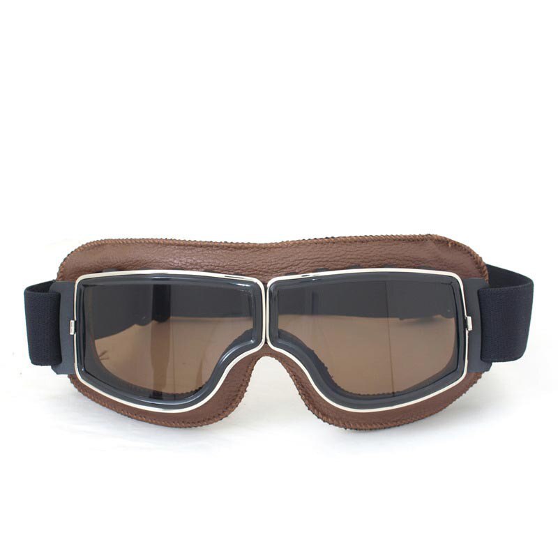 Retro Motorcycle Goggles Glasses Aviator Cruiser Vintage Leather Glasses Cafe Racer Half Helmet Goggles: 10
