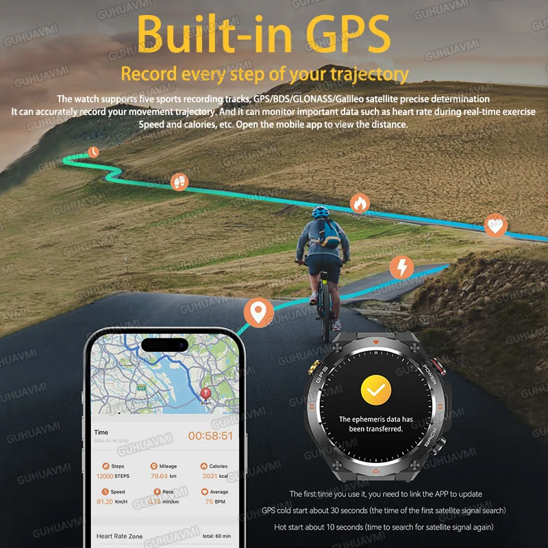 Para xiaomiimilitar certificação gps smartwatch 1.43 ''tela amoled bússola barômetro ip68 à prova dip68 água esportes pulseira de fitness