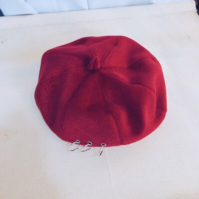 13 Color Ins Tumblr Hipster Rivet Hole & Patchwork Metal Buckle Circle Party/Club/Travel Harujuku Beret Hat: AS PHOTO 2