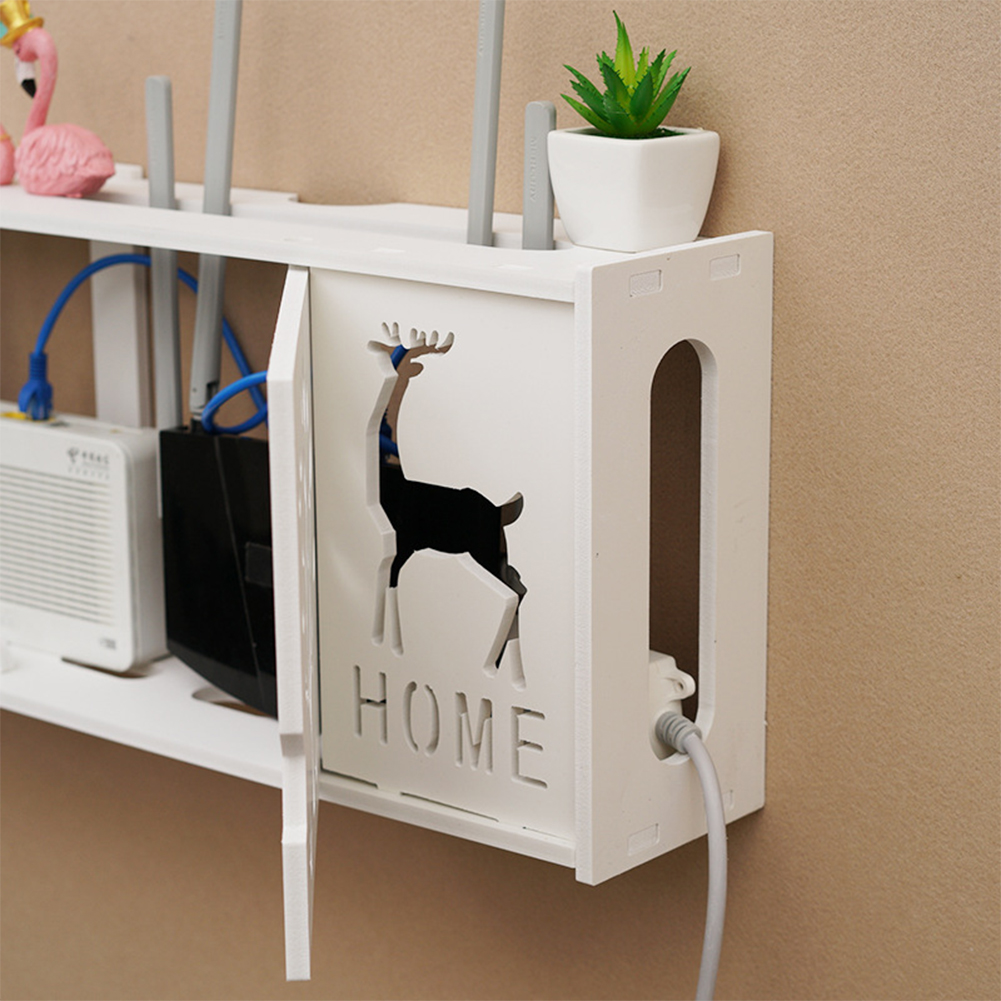 Large Wireless Wifi Router Storage Box PVC panel Shelf Wall Hanging Plug Board Bracket Cable Storage Organizer Home Decor