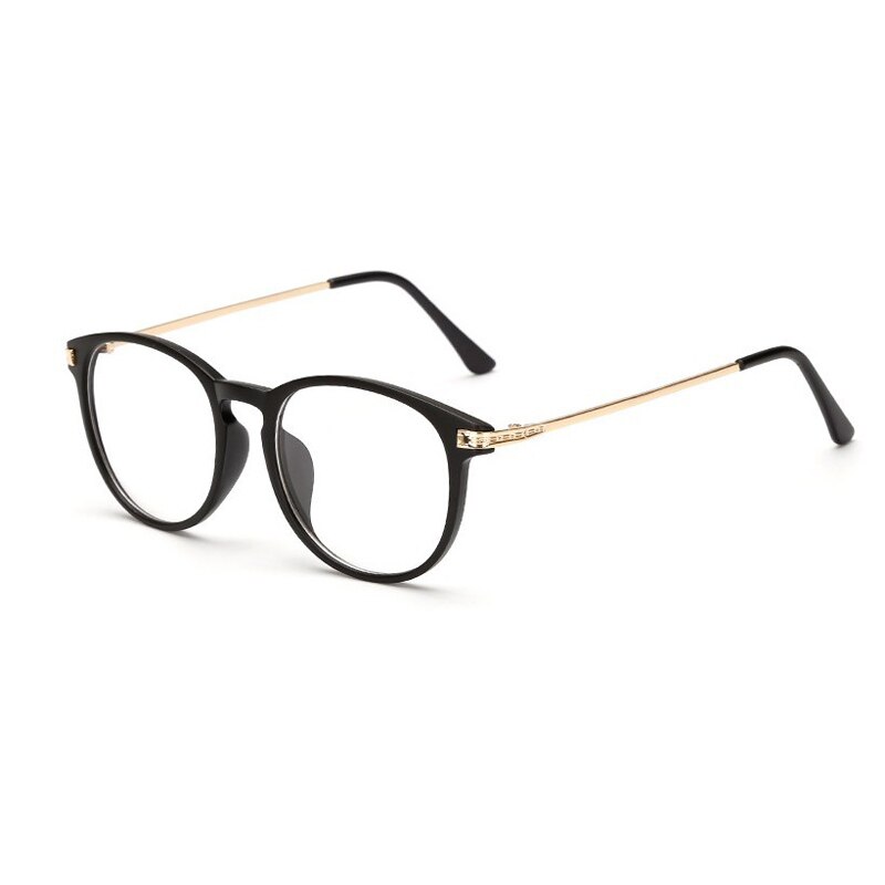 Elbru Klassieke Mode Plain Bril Retro Kleurrijke Brillen Comfortabele Grote Metalen Bril Frame Clear Lens Bril Unisex: Matte Black Gold