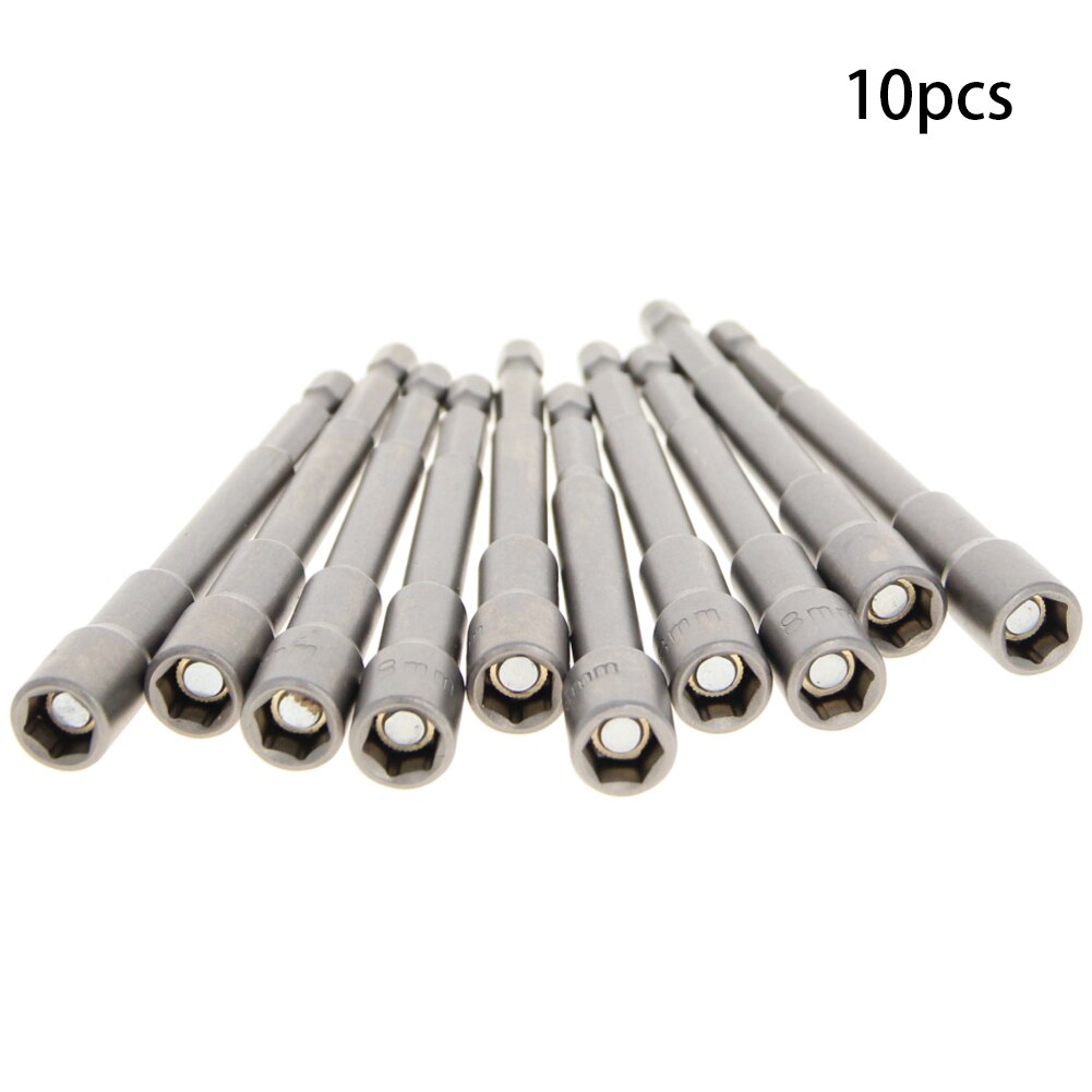 Utoolmart 3 pièces/10 pièces 1/4 "douille hexagonale magnétique 100mm/150mm de Long 8mm pilote d'écrou hexagonal en métal pour une bonne durabilité pour le fonctionnement