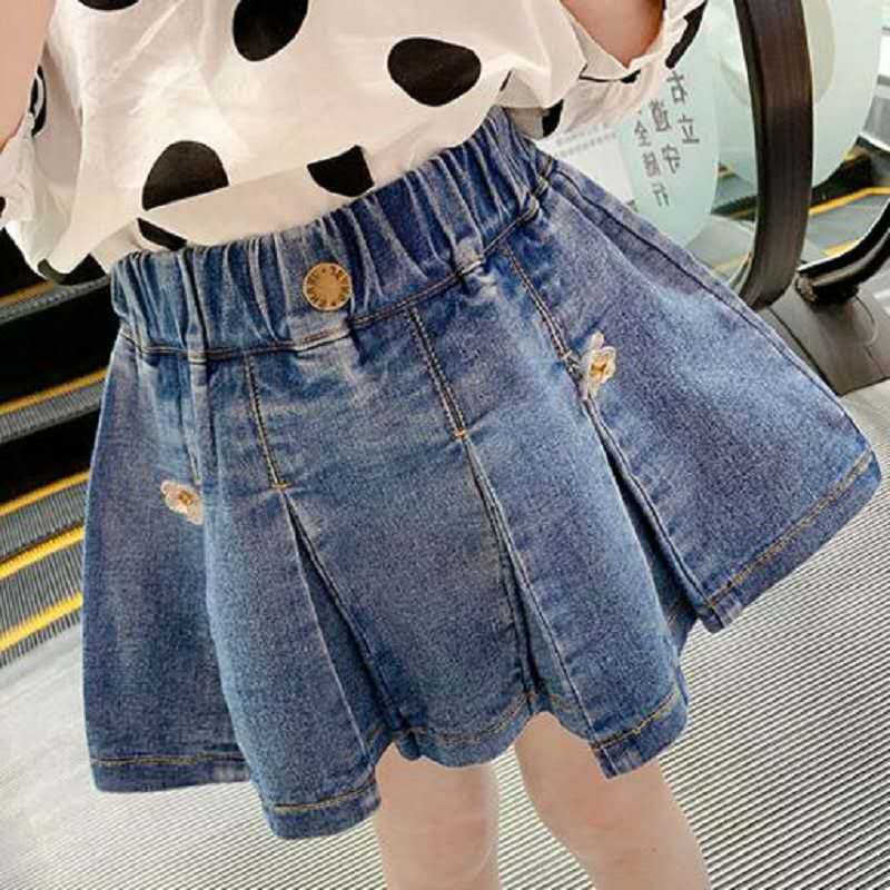 Pantalones cortos con Falda vaquera para niñas, ropa infantil de 3 a 8 años, novedad de verano,