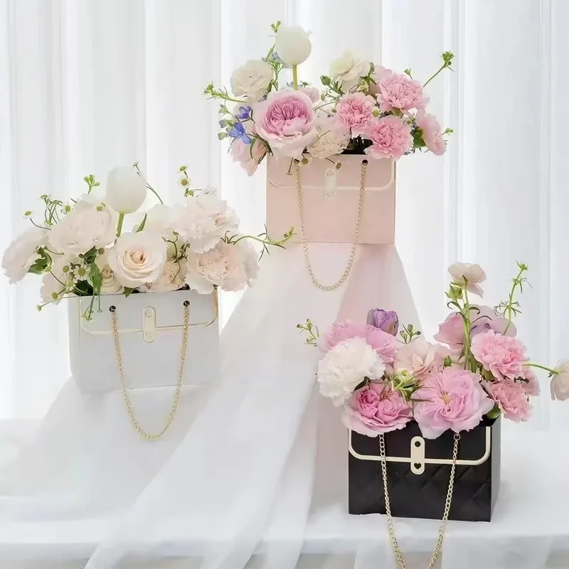 Sac à main portable, boîte d'emballage en papier de fleurs, sacs fourre-tout de bouquet, de fête d'anniversaire de Léon, 4 pièces, 8 pièces, 12 pièces, 16 pièces