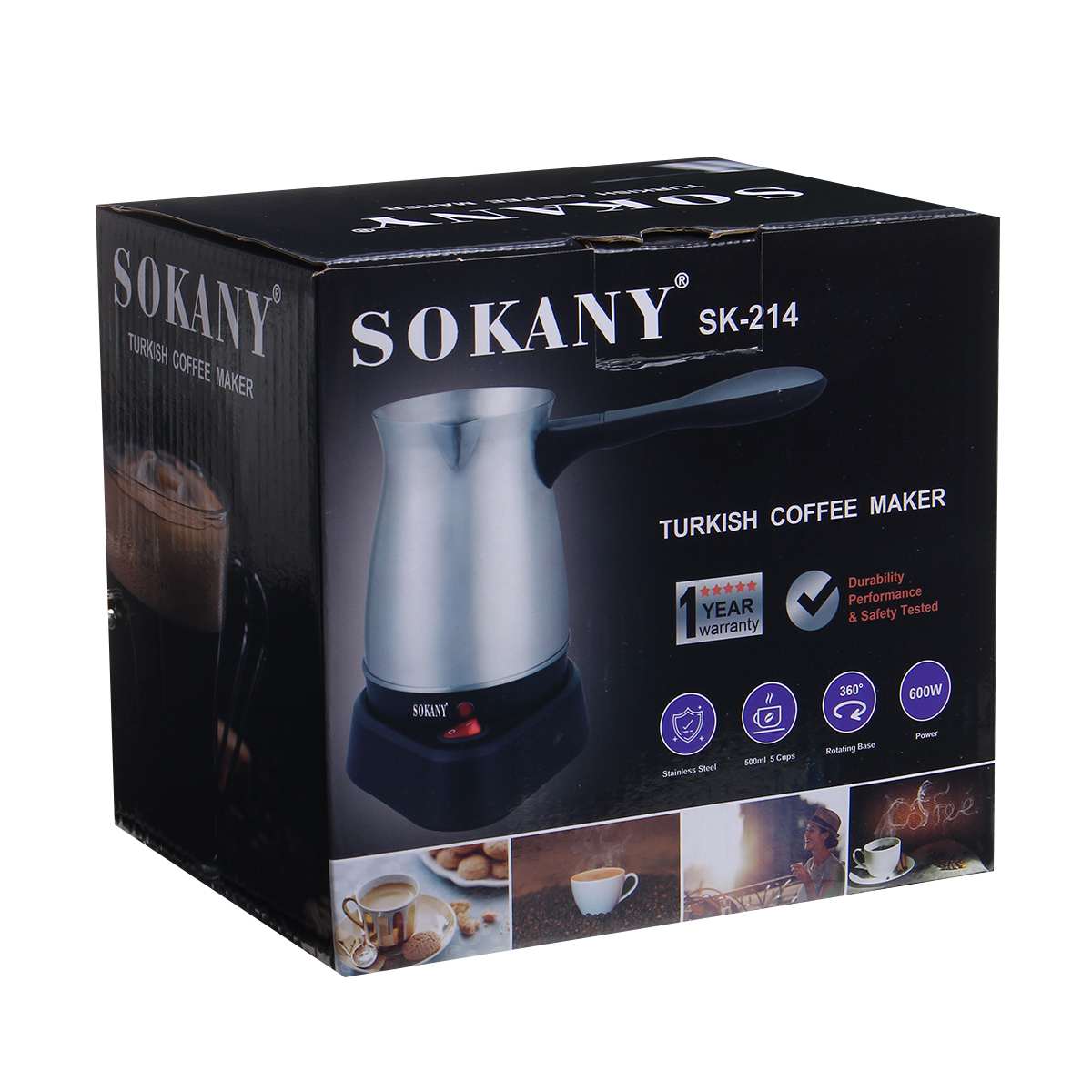 Sokany SK-214 500Ml Roestvrij Staal Koffie Machine Griekse Turkse Koffiezetapparaat Draagbare Waterdichte Elektrische Gekookt Pot Thuis