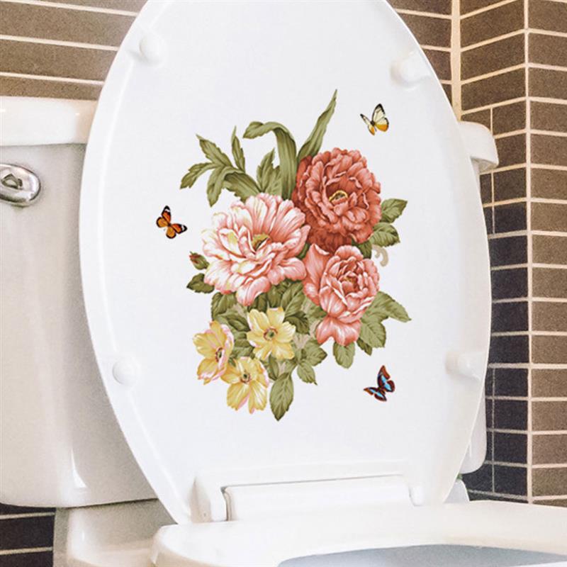 Wc Deksel Sticker Bloem Patroon Vinyl Art Waterdicht Behang Verwijderbare Badkamer Decals WC Toilette Poster: 7