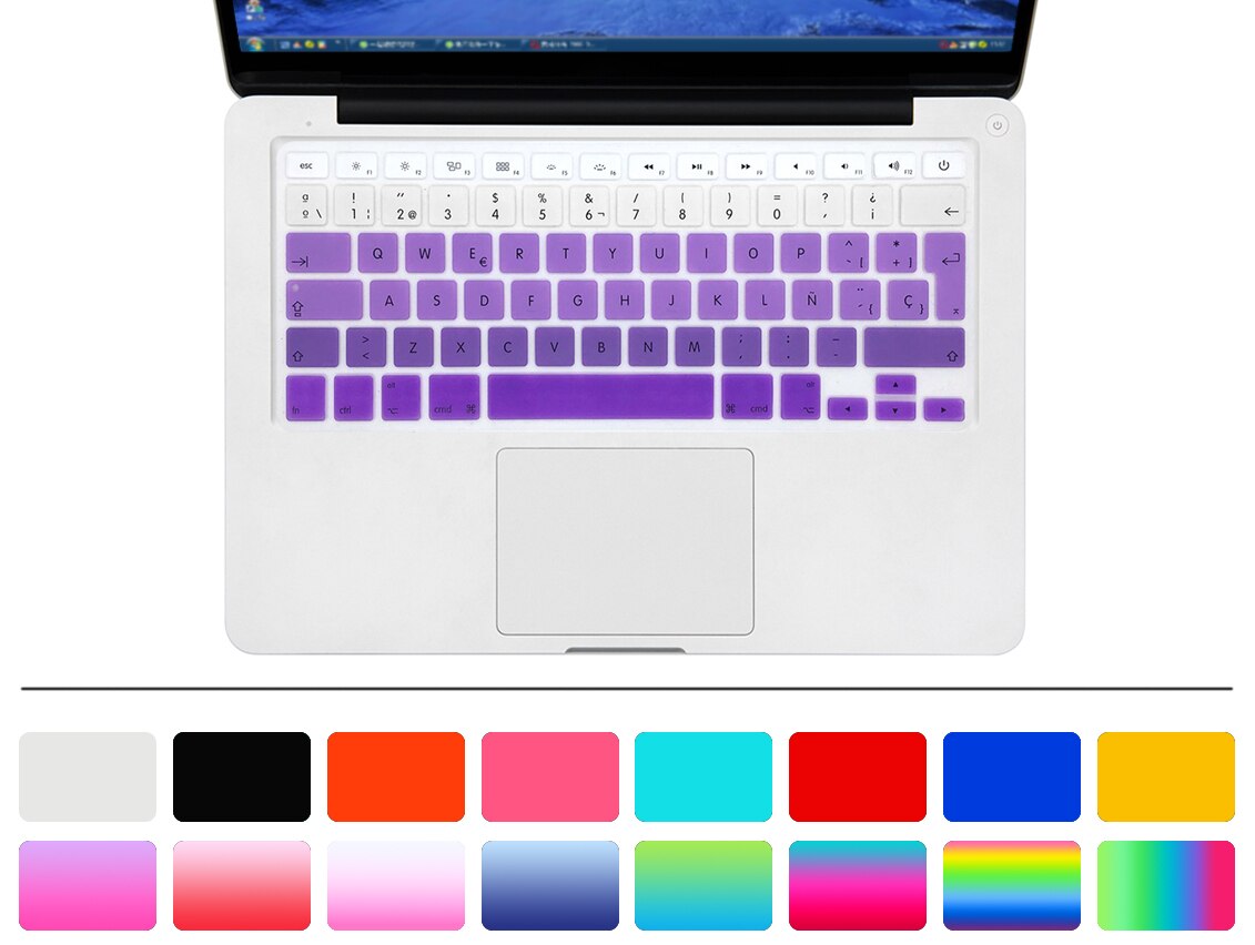 HRH UK/EU ESP Slim Spanish Gradient Rainbow Silicone Keyboard Cover Keypad Skin Protector For Macbook Air Pro Retina 13 15 17