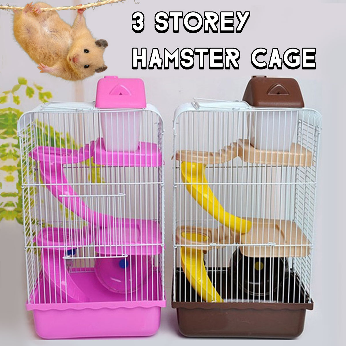 Huisdier Kooi Hamster Huisje Drie-Layer Huis Met Transparant Dakraam Voor Hamster Gouden Hamster Hamster Huisje Bruin