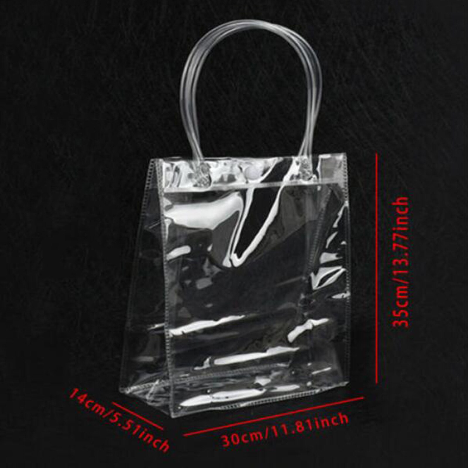 25# Clear Tote Bag Pvc Transparent Shopping Bag Handbag Storage Bag Case Waterproof Reusable Various Sizes Bags