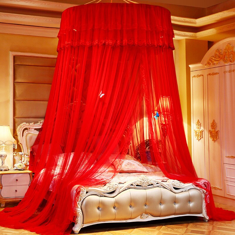 Rideau de plafond à moustiques suspendu | Manteau de lit princesse, moustiquaire sur pied rouge pour mariage, rideau couvre-lit pour décoration de maison: 1.2 Red