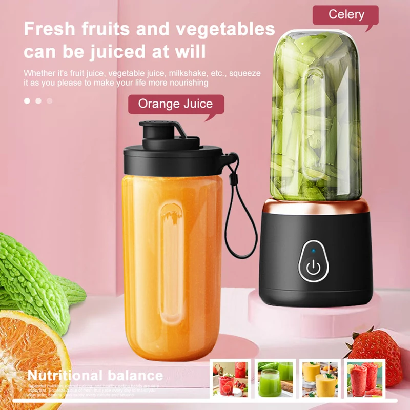 Xiaomi Draagbare Juicer Cup 400ML voor Shakes Smoothies Oplaadbare USB Reizende Fruitpers Dubbele Cup Fruitblender