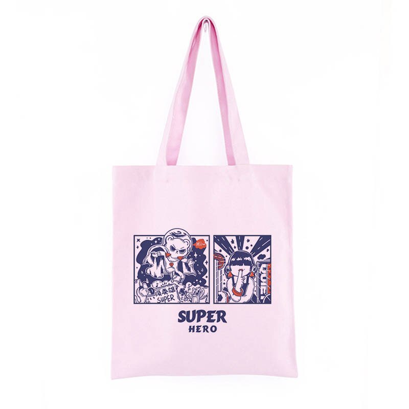 Corea Ulzzang montaña impresión de las mujeres bolso de la lona de las mujeres ocasionales bolsa de gran capacidad bandolera de dibujos animados Y2K las mujeres bolsas de compras: Fen05