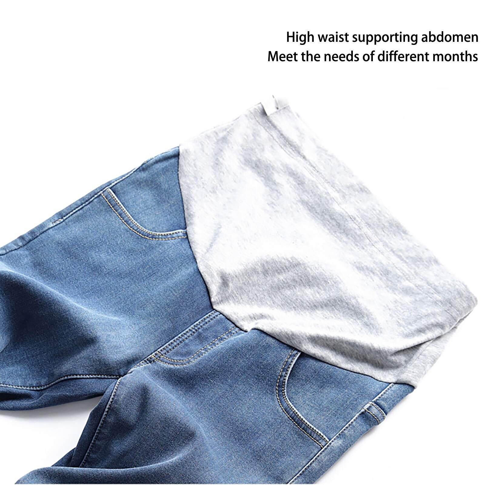 Pregnancy Clothes Women's Solid Maternity Jeans Hole High Flares Ankle Maternity Clothing Jeans Pants For Pregnant Women
