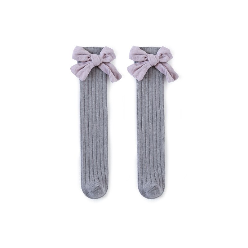 Big Bow Baby Girls Sock Solid Color Infant Girls Knee High Socks Soft Cotton Long Socks Toddler Kids Children 1-3Y: style 3