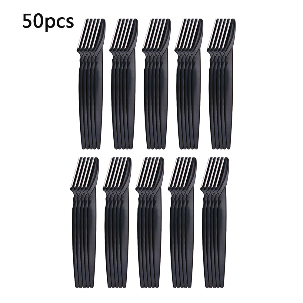 Ensemble de tondeuse à sourcils pour femmes, en acier inoxydable, épilateur Facial, Kit d'outils de beauté Portable avec bouchons de sécurité, couteau à sourcils: Brossé Chrome