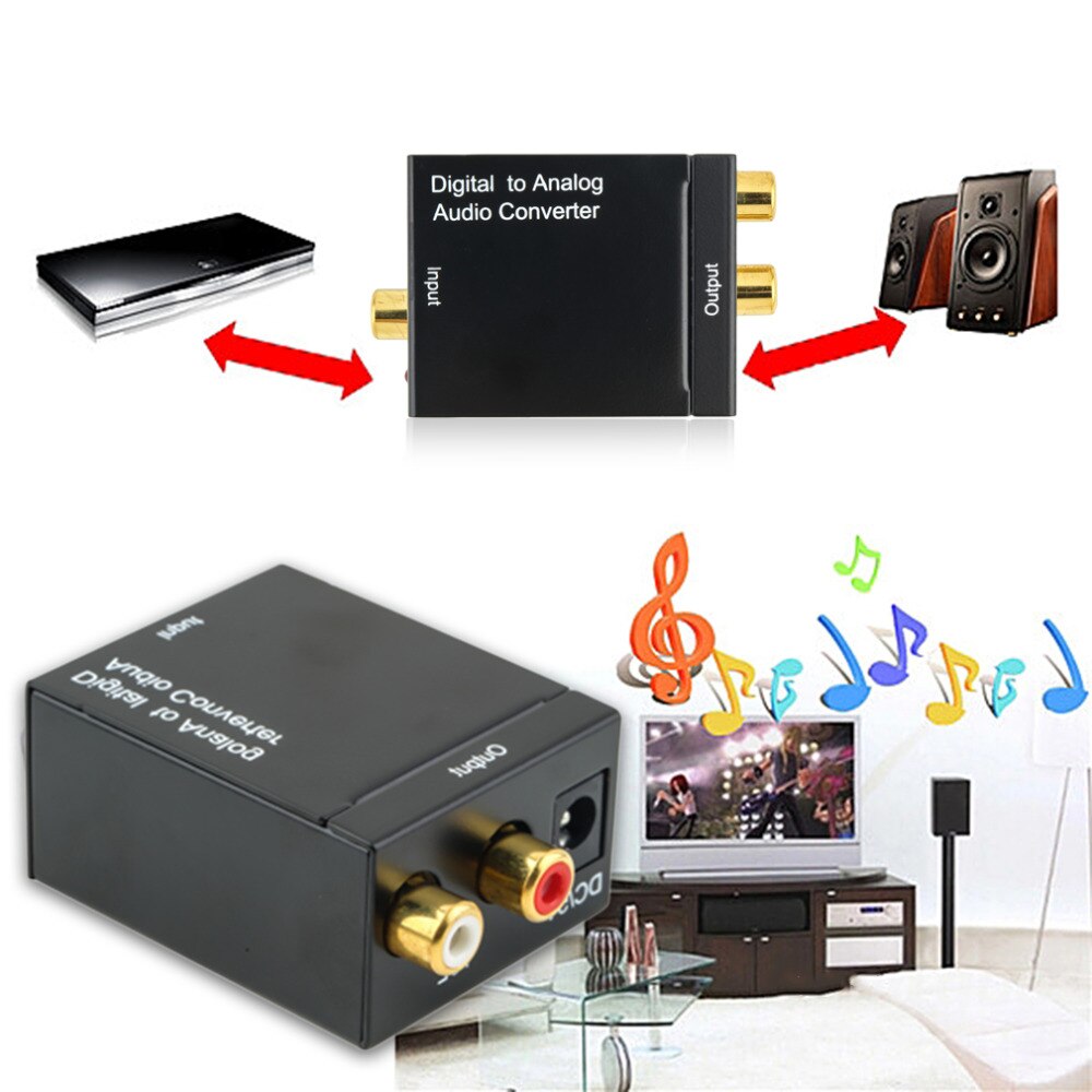1Pcs Digitale Optische Coax Toslink Signaal naar Analoog Audio Converter Adapter RCA