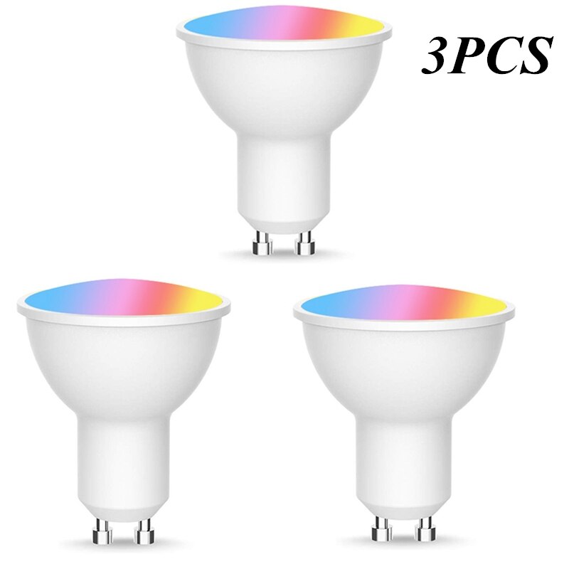 Gu10 lâmpada led inteligente, luz rgb com controle remoto por aplicativo, controle remoto, 5w, cw 2700-6500k para alexa, google home: 3pcs
