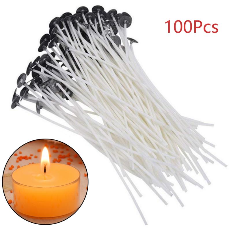 100 unids/lote de velas de algodón sin llama, mecha sin humo, fabricación de velas, decoración de velas para de cumpleaños y Navidad, 9/15/20cm
