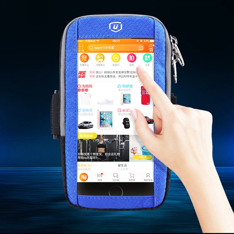 Banda para el brazo para iphone x 7 6 8 plus con brazalete de tela transpirable absorbente para correr con pantalla táctil