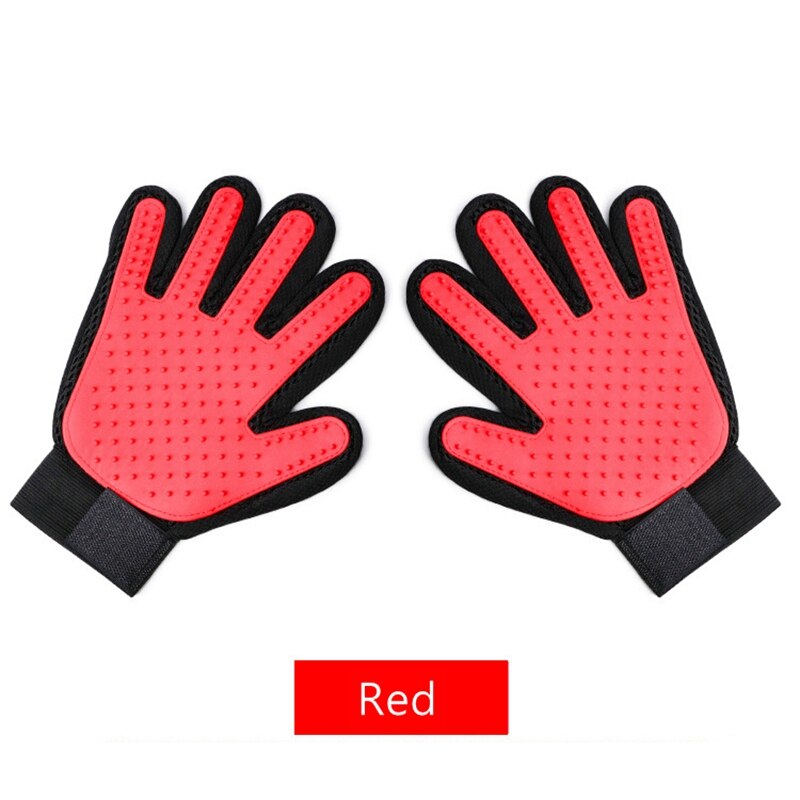 Guanto per animali domestici guanto per toelettatura per gatti spazzola per despargimento pulizia efficace dei capelli guanti per massaggi per animali domestici spazzola per la rimozione dei capelli pulita per il bagno: rosso 1pezzi / sinistra mano