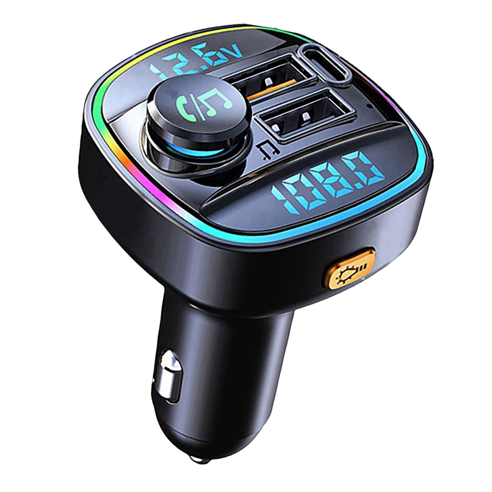 FM Transmitter Bluetooth 5.0 Dual USB Charging Universal Audio Receiver for Samsung Black