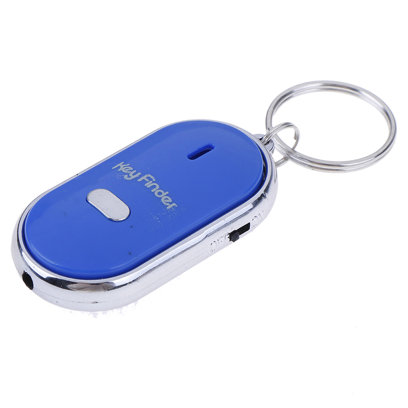 1pc bleu Anti-perte clé localisateur porte-clés sifflet bip sonore alarme lumière LED