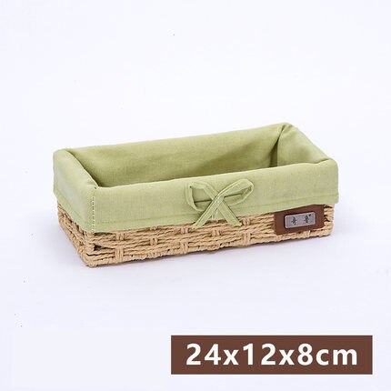 Panier de rangement en rotin avec paille, panier en tissu imitation boîte de rangement de bureau, boîte de rangement des clés tressée: 3