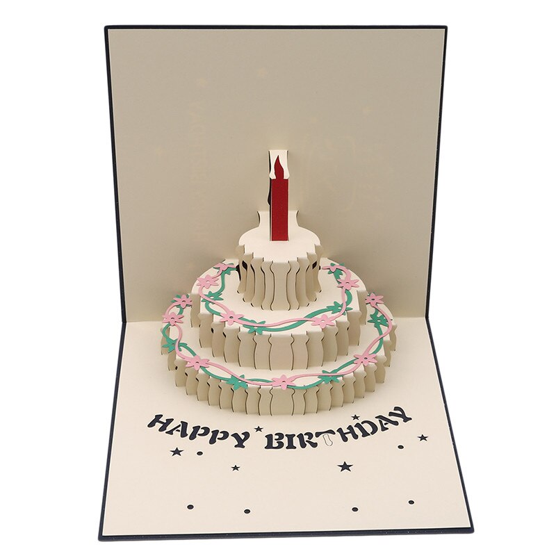 Birthday 3D Cake Card Theme Handmade Birthday Greetings Cards 3D Popup Cards Birthday Card: Blue Cover