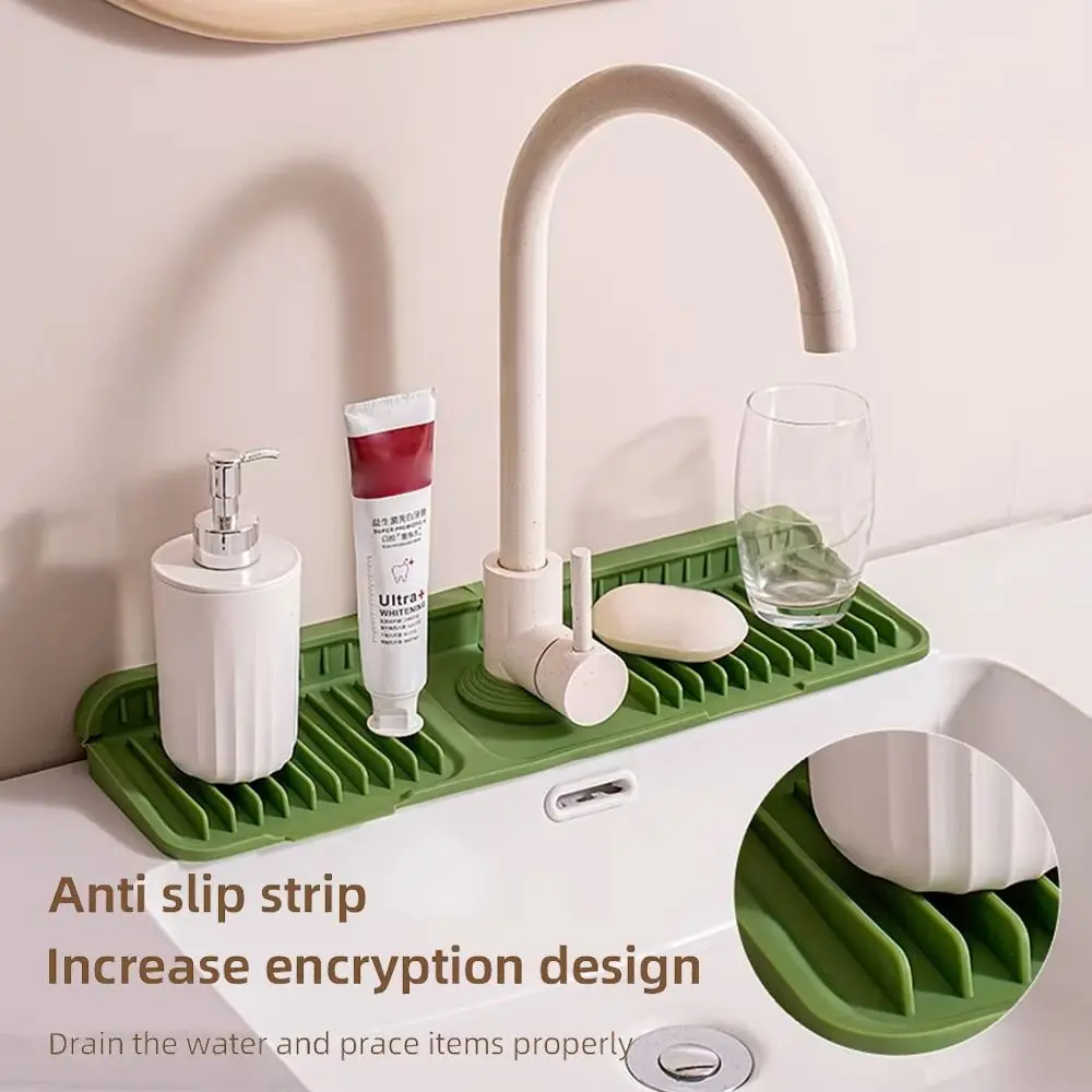 1Pcs Drying Pad Faucet Mat Countertop Protector Water-absorbent Draining Mat Silicone Wear Resistant Quick-drying Sink Mat