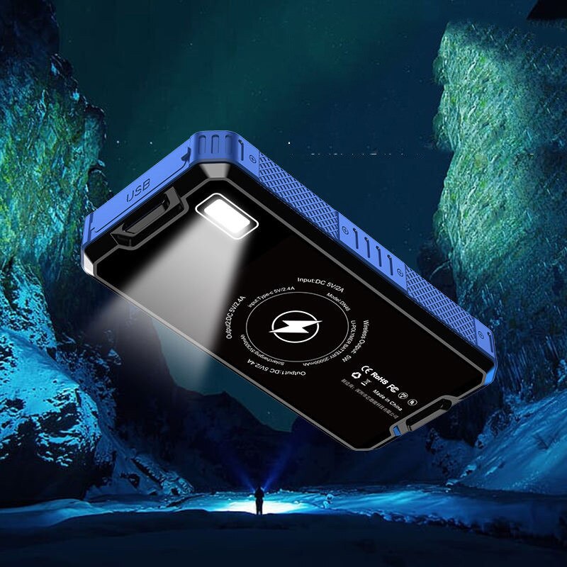 80000mAh Solar- kabellos Energie Bank Tragbare Telefon Solar- Batterie Pack Drahtlose Ladung Externes Ladegerät draussen Reise Energie